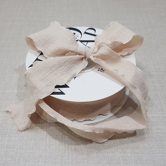 웨이브펌리본40mm-베이지
