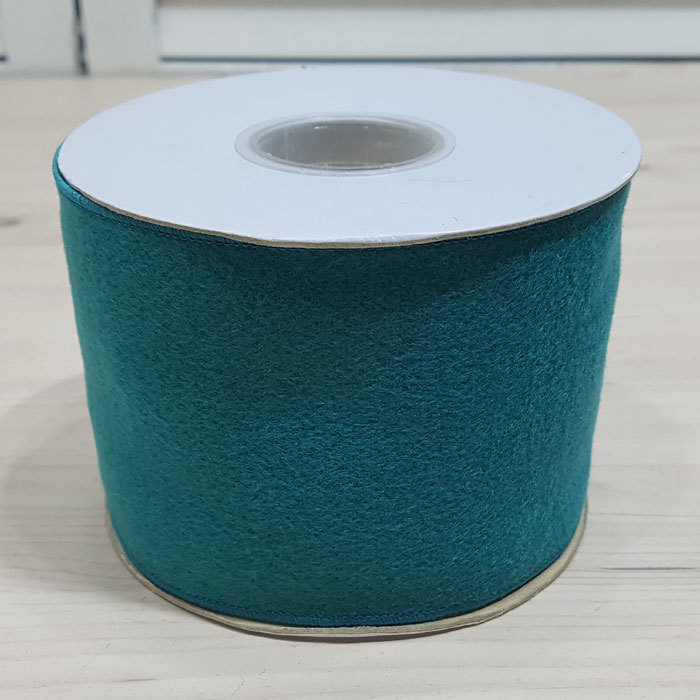 <특가>캐시미어리본 80mm-teal(5yd)