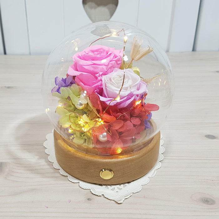 유리돔완제품-B.핑크앤뷰티(13Cm)