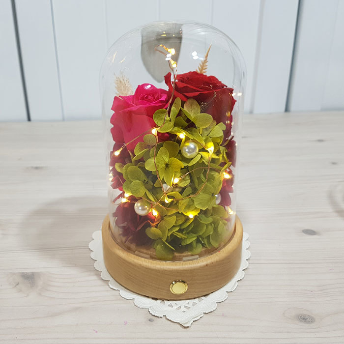 유리돔완제품-C.레드앤뷰티(16Cm)