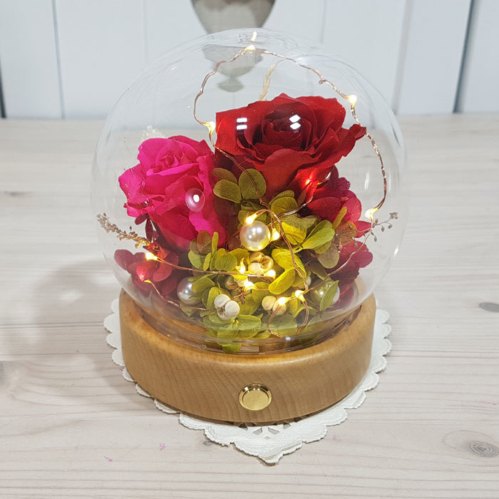 유리돔완제품-A.레드앤뷰티(13Cm)